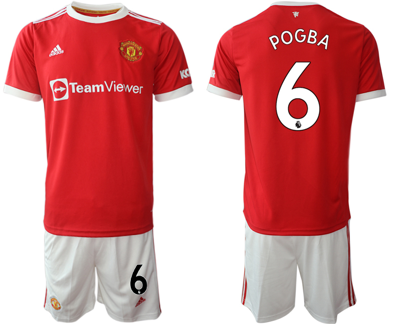 Men 2021-2022 Club Manchester United home red #6 Adidas Soccer Jersey